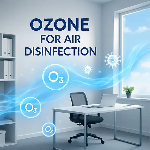 Clean modern office showing ozone for air disinfection.